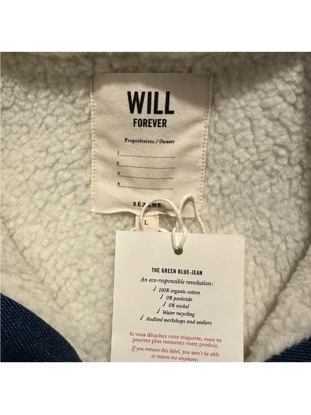Sezane | Jacket | Will Jacket Indigo Faux Sheepskin Collar - Picture 10 of 14